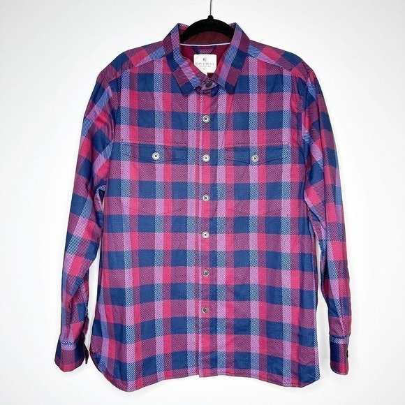 NWT Construct Men's Button Down Plaid Shirt Engineered Goods Blue Red Size XL - Picture 1 of 6